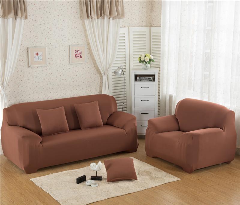 Stretch-Sofabezug – Rotbraun – Ansicht 2