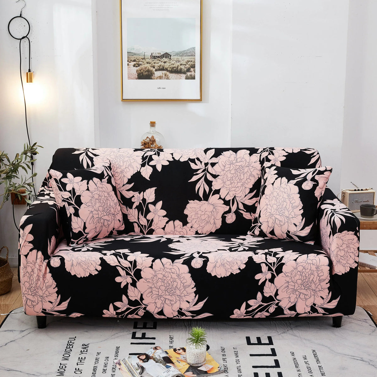 Stretch-Sofabezug mit Druckmuster – Azrose – Ansicht 1