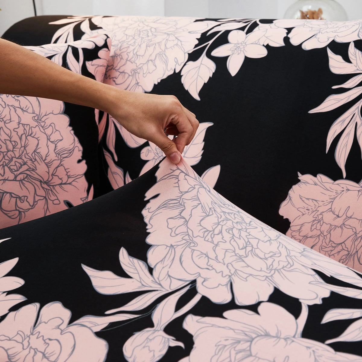 Stretch-Sofabezug mit Druckmuster – Azrose – Ansicht 3