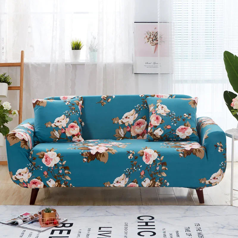 Stretch-Sofabezug mit Druckmuster – Blossom – Ansicht 1