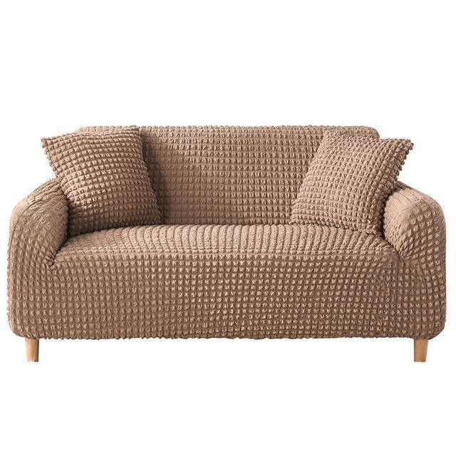 Stretch-Sofabezug mit Noppenstruktur – Braun – Ansicht 2