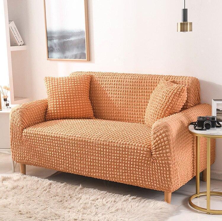 Stretch-Sofabezug mit Noppenstruktur – Orange – Ansicht 1