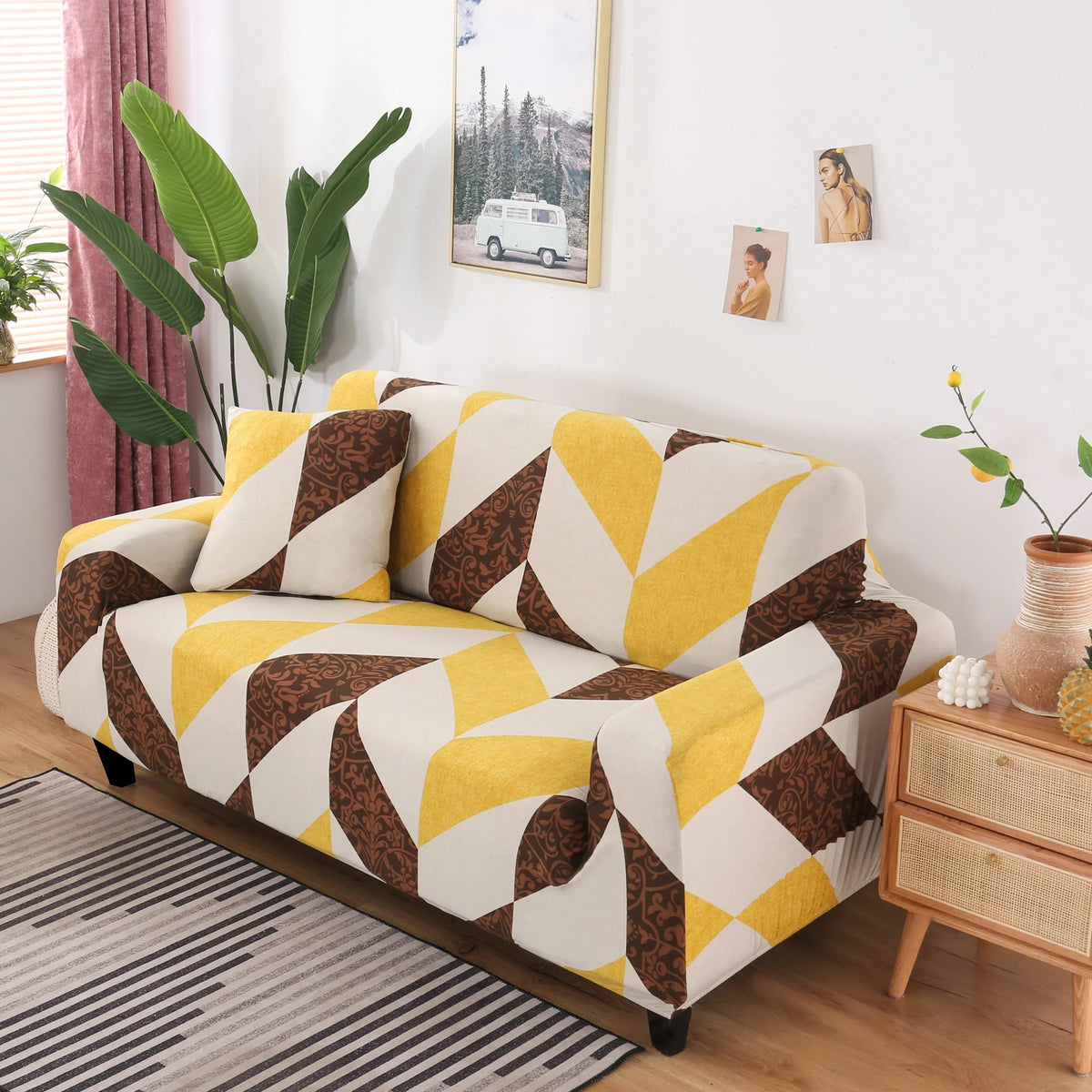 Stretch-Sofabezug mit Druckmuster – Chospell – Ansicht 1