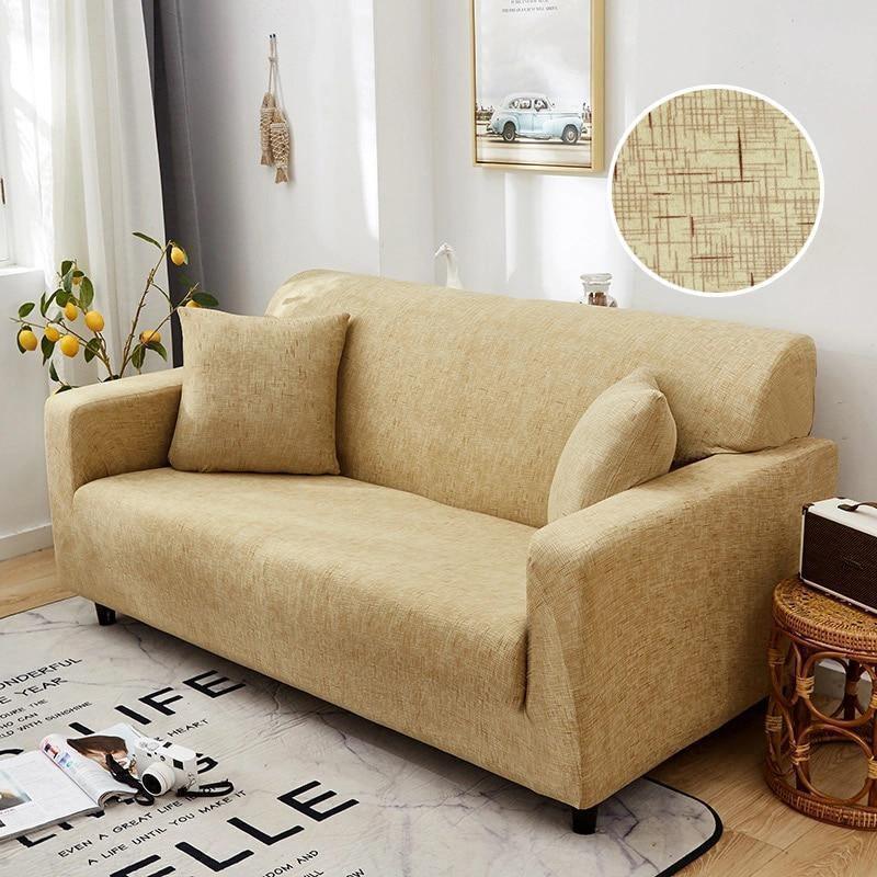 Stretch-Sofabezug mit Kreuzmuster – Beige – Ansicht 1