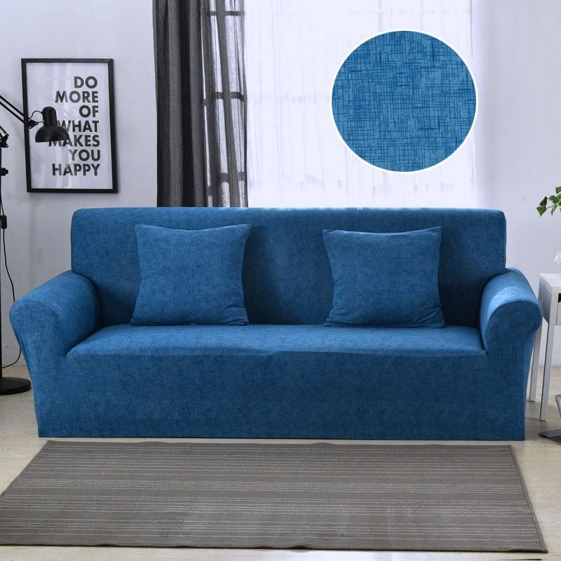 Stretch-Sofabezug mit Kreuzmuster – Blau – Ansicht 7