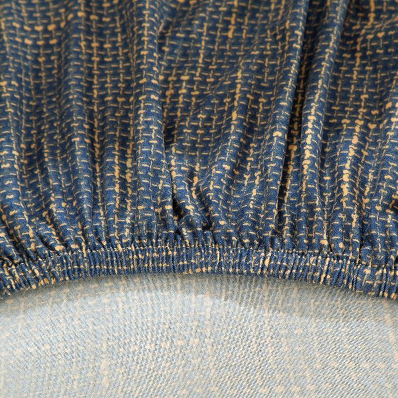 Stretch-Sofabezug mit Kreuzmuster – Blau und Gold – Ansicht 2