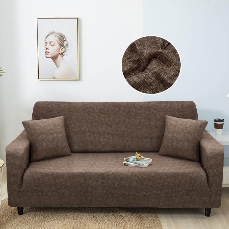 Stretch-Sofabezug mit Kreuzmuster – Kaffeebraun – Ansicht 1