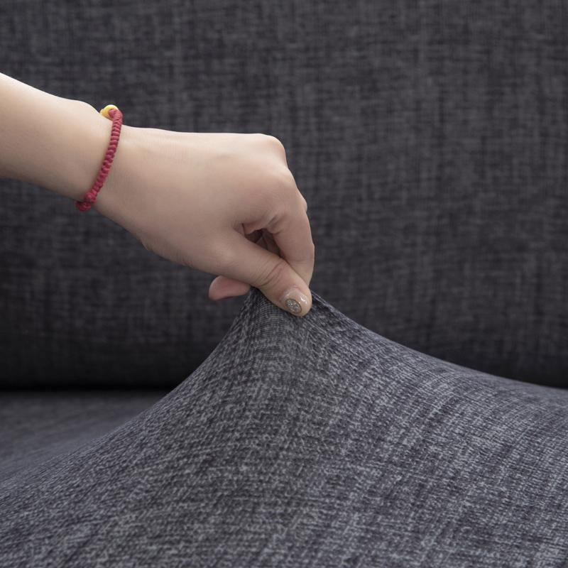 Stretch-Sofabezug mit Kreuzmuster – Dunkelgrau – Ansicht 3
