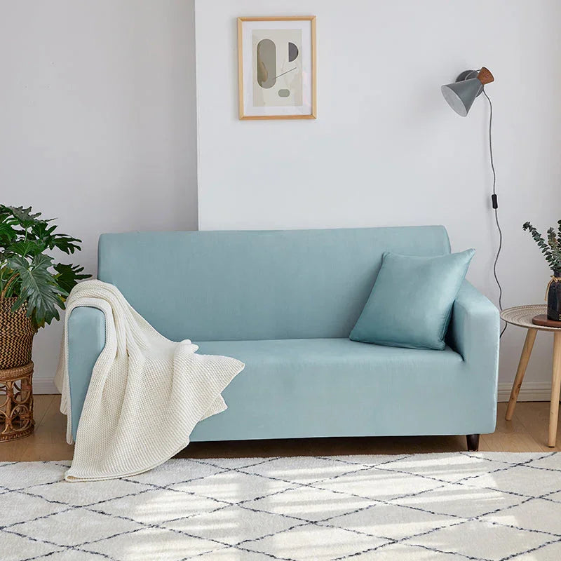 Stretch-Sofabezug – Pastellblau – Ansicht 1