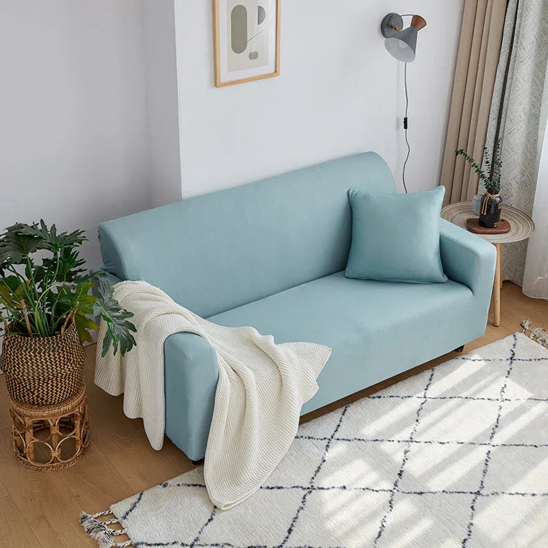 Stretch-Sofabezug – Pastellblau – Ansicht 2
