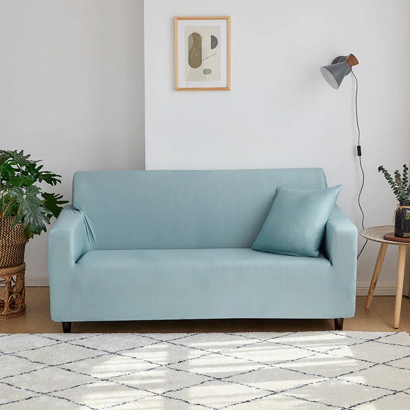 Stretch-Sofabezug – Pastellblau – Ansicht 3
