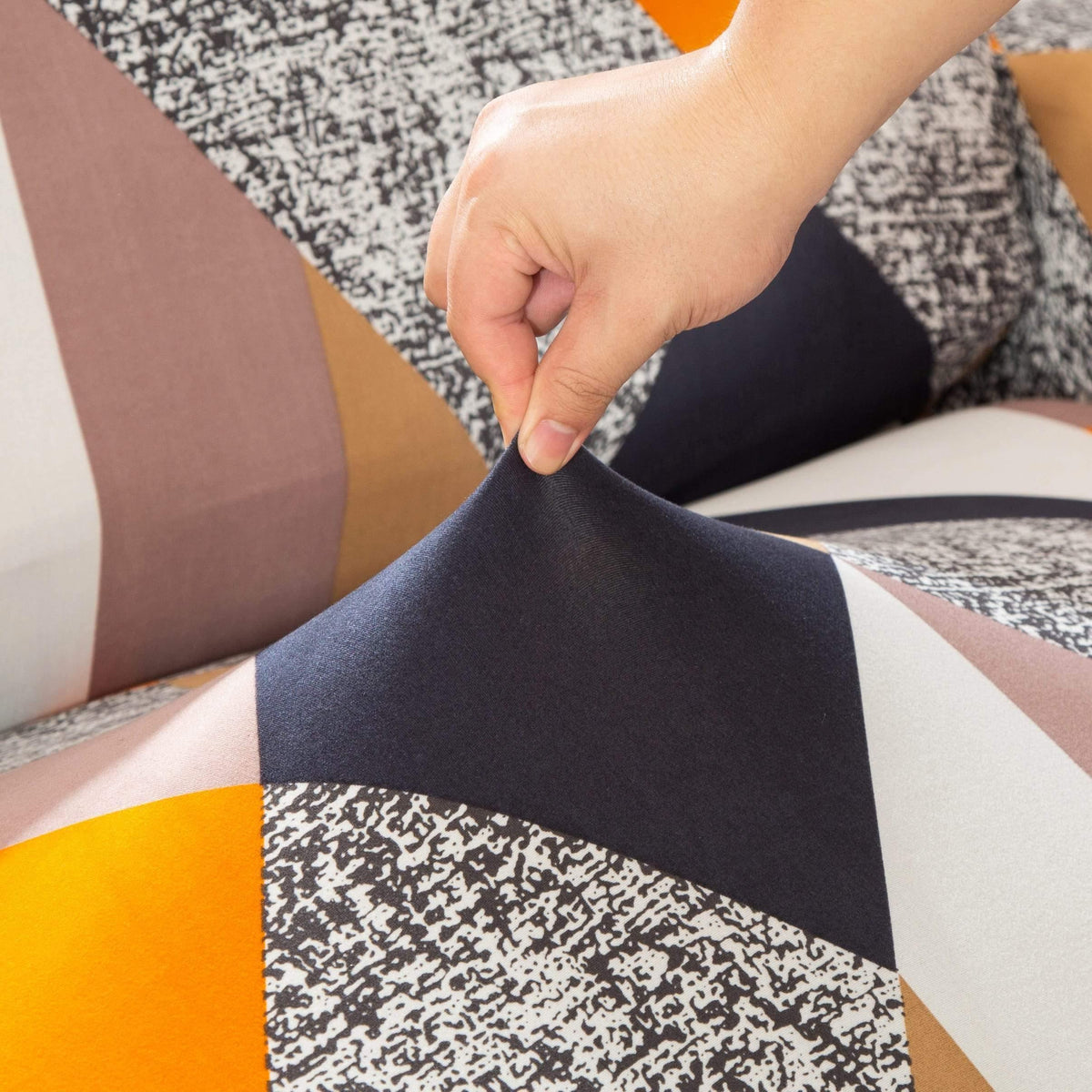 Stretch-Sofabezug mit Druckmuster – Esagonali – Ansicht 3
