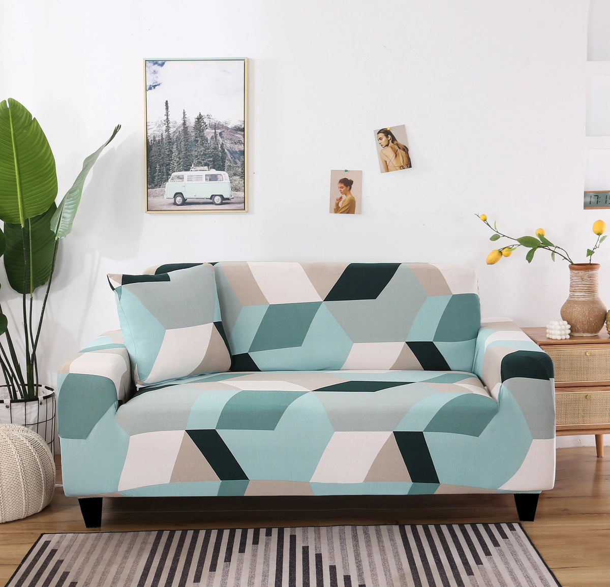 Stretch-Sofabezug mit Druckmuster – Greenoo – Ansicht 1