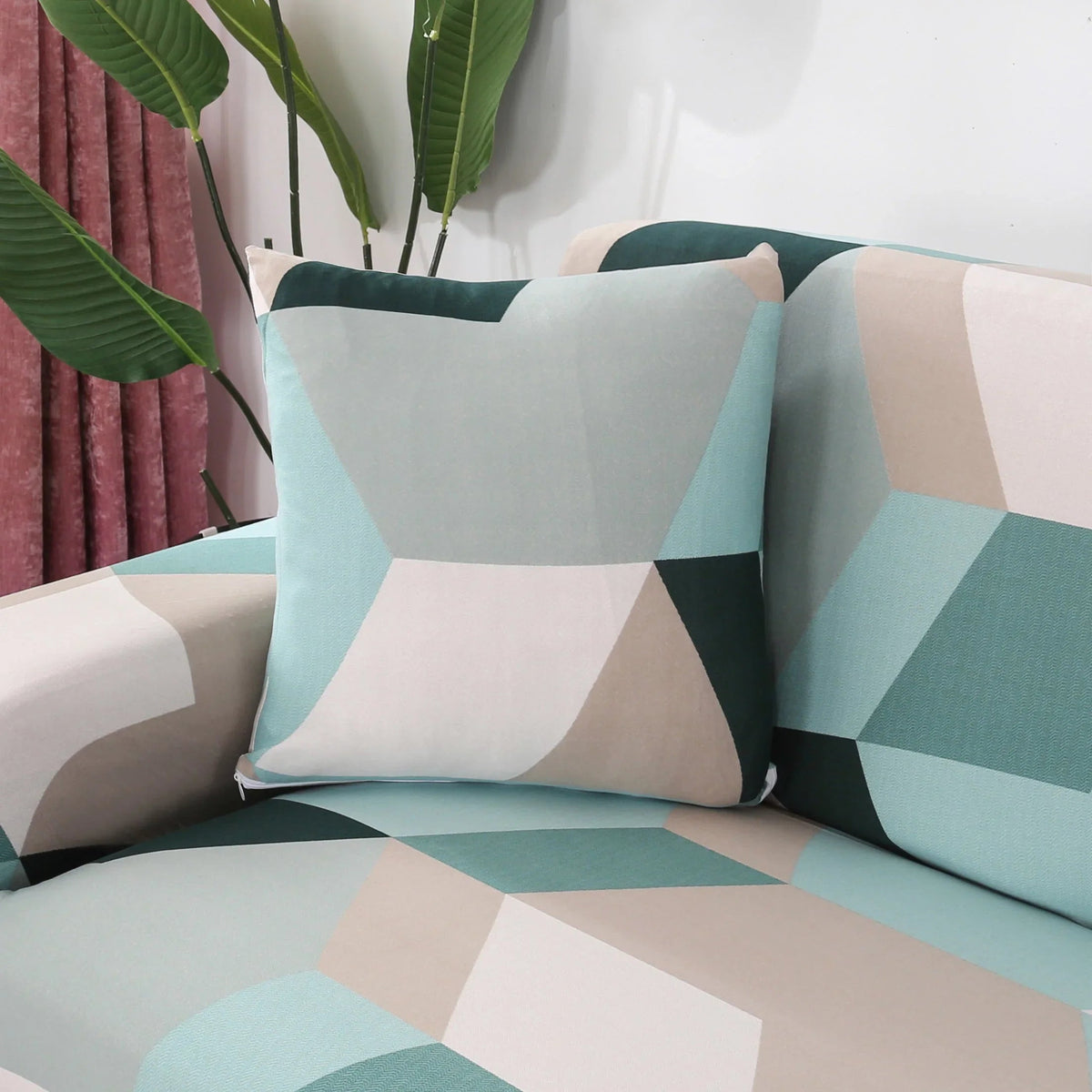 Stretch-Sofabezug mit Druckmuster – Greenoo – Ansicht 3