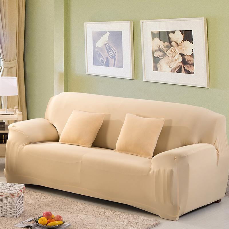 Stretch-Sofabezug – Leinenbeige – Ansicht 3