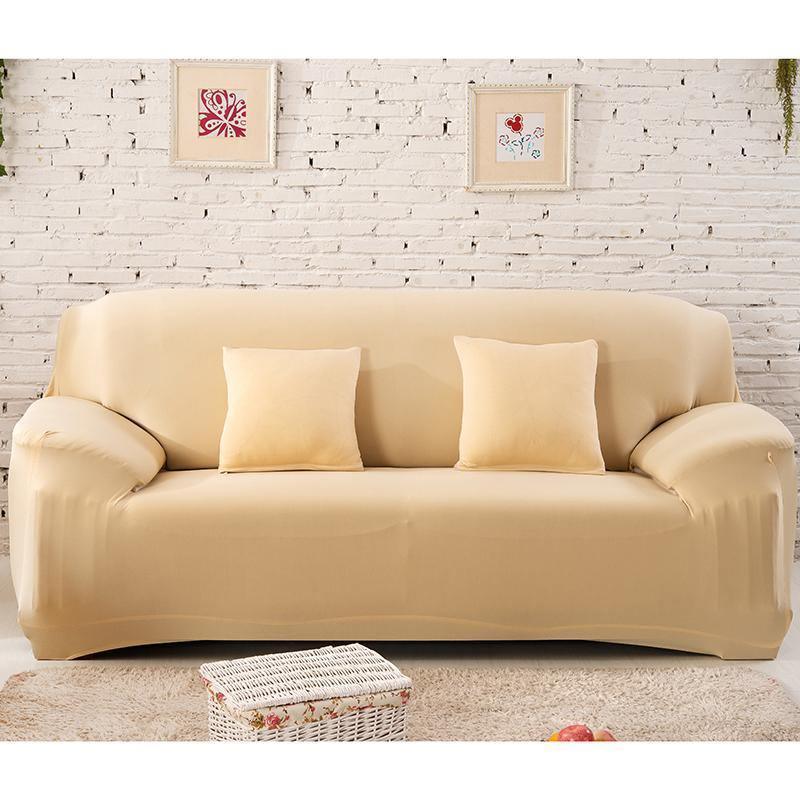 Stretch-Sofabezug – Leinenbeige – Ansicht 5