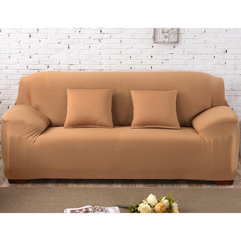Stretch-Sofabezug – Ocker – Ansicht 5