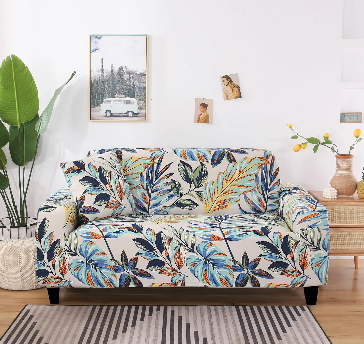 Stretch-Sofabezug mit Druckmuster – Olaves – Ansicht 1