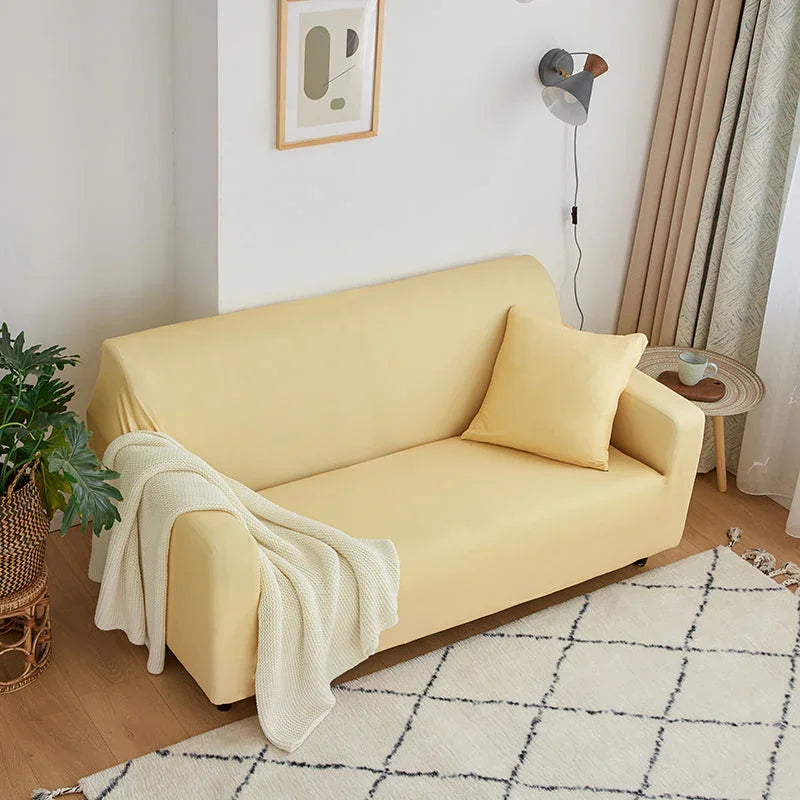 Stretch-Sofabezug – Blassgelb – Ansicht 2