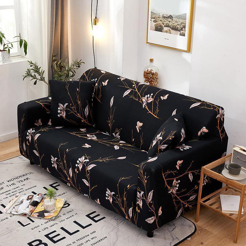 Stretch-Sofabezug mit Druckmuster – Printemps – Ansicht 1