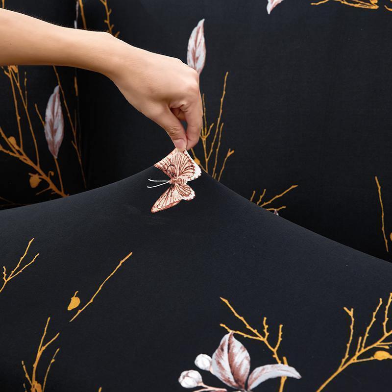 Stretch-Sofabezug mit Druckmuster – Printemps – Ansicht 3