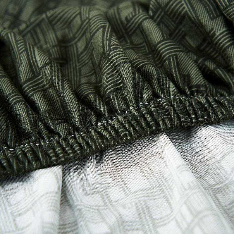 Stretch-Sofabezug mit geometrischem Linienmuster – Olivgrün – Ansicht 4