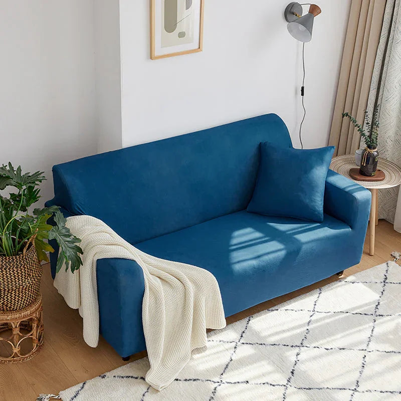 Stretch-Sofabezug – Saphirblau – Ansicht 2