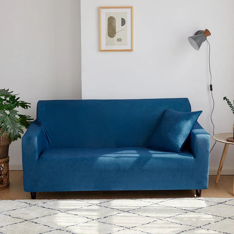 Stretch-Sofabezug – Saphirblau – Ansicht 3
