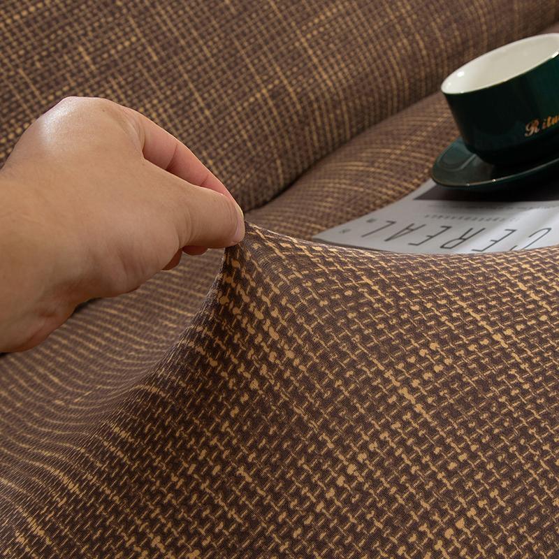 Stretch-Sofabezug mit Sprenkelmuster – Braun und Gold – Ansicht 5