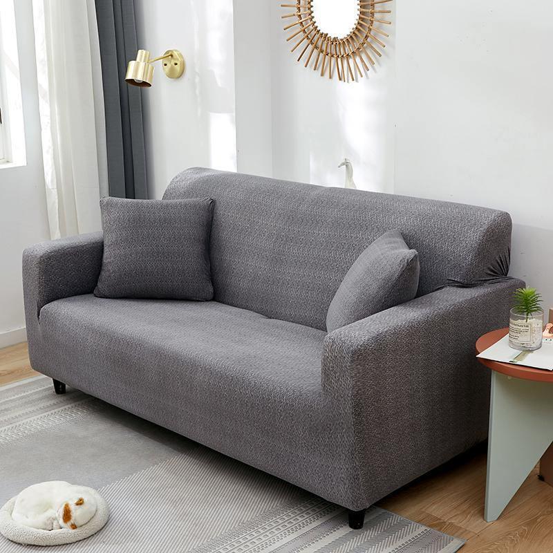 Stretch-Sofabezug mit Sprenkelmuster – Grau – Ansicht 2