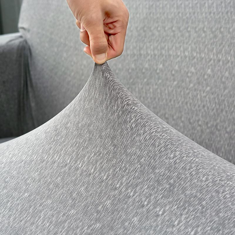 Stretch-Sofabezug mit Sprenkelmuster – Hellgrau – Ansicht 4