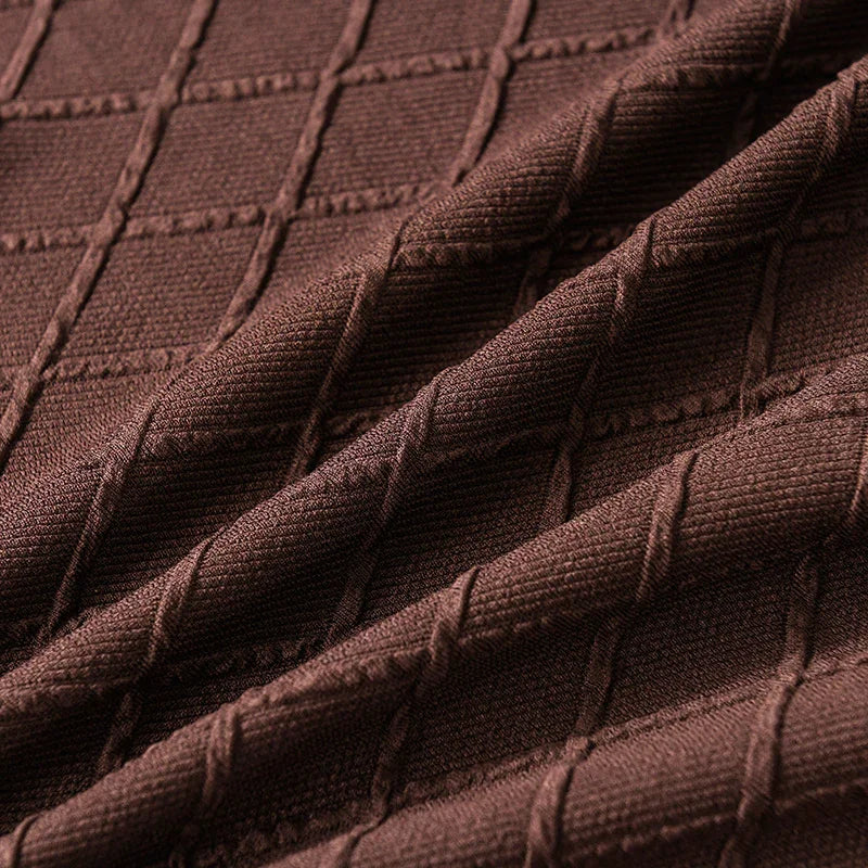 Stretch-Sofabezug mit Jacquard-Rautenmuster – Braun – Ansicht 6
