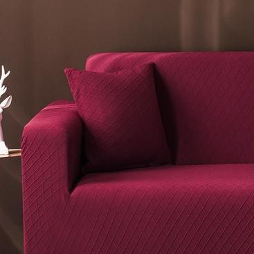 Kissenhülle aus Jacquard mit Rautenmuster – Kardinalrot – Ansicht 1