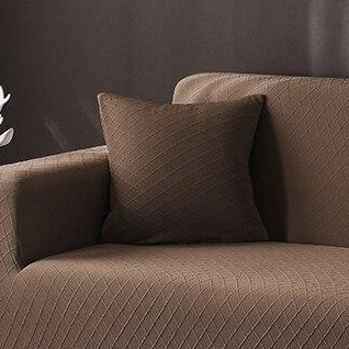 Kissenhülle aus Jacquard mit Rautenmuster – Kastanienbraun – Ansicht 1