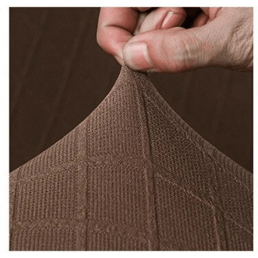 Stretch-Sofabezug mit Jacquard-Rautenmuster – Kastanienbraun – Ansicht 3
