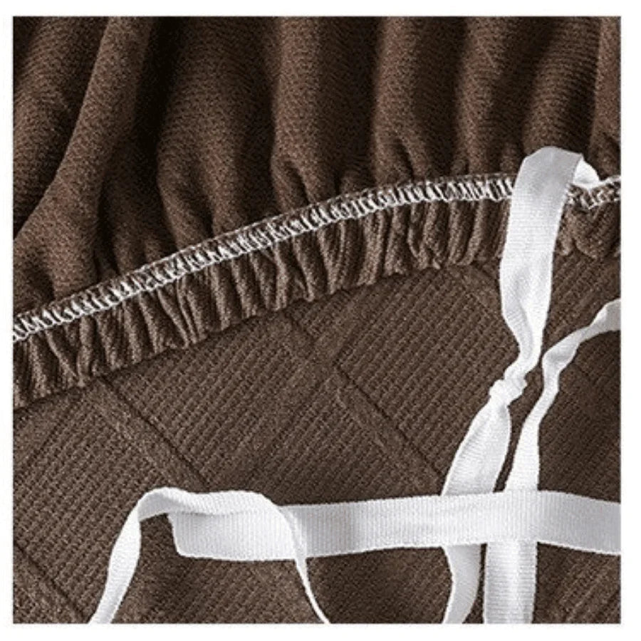 Stretch-Sofabezug mit Jacquard-Rautenmuster – Kastanienbraun – Ansicht 4