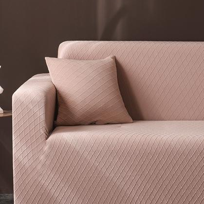 Kissenhülle aus Jacquard mit Rautenmuster – Hellbraun – Ansicht 1