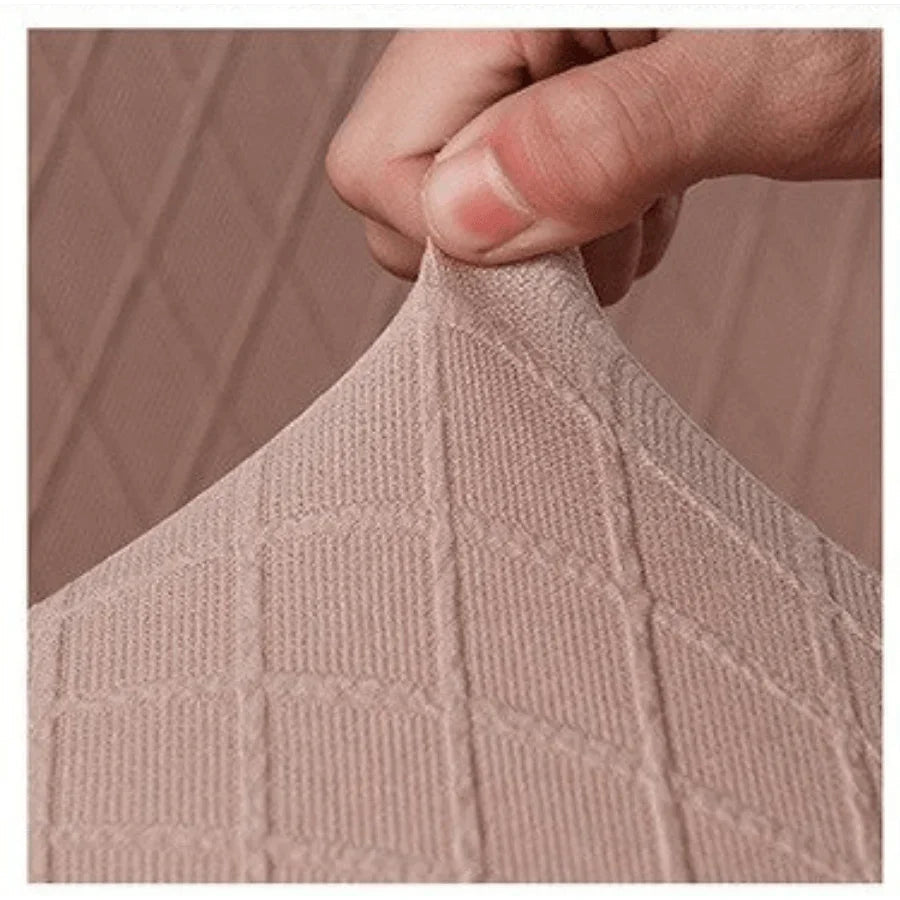Stretch-Sofabezug mit Jacquard-Rautenmuster – Hellbraun – Ansicht 3