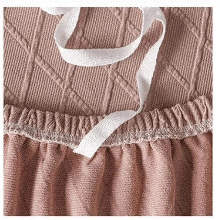 Stretch-Sofabezug mit Jacquard-Rautenmuster – Hellbraun – Ansicht 4
