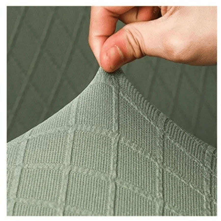 Stretch-Sofabezug mit Jacquard-Rautenmuster – Helles Salbeigrün – Ansicht 3