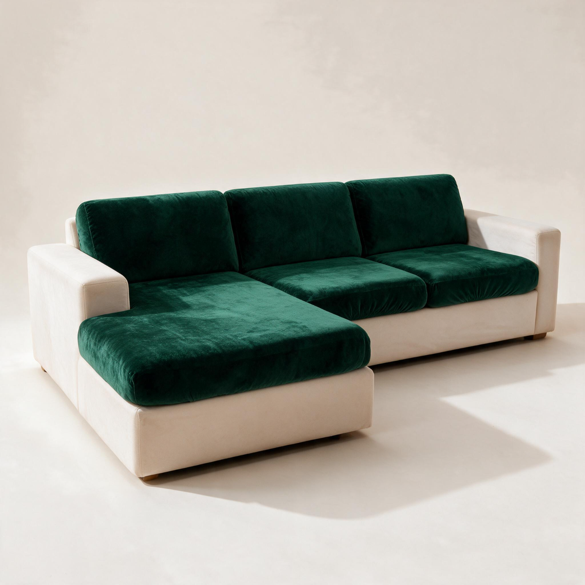 Sitzkissenbezug aus Samt fürs Sofa – Dunkelgrün – Ansicht 1