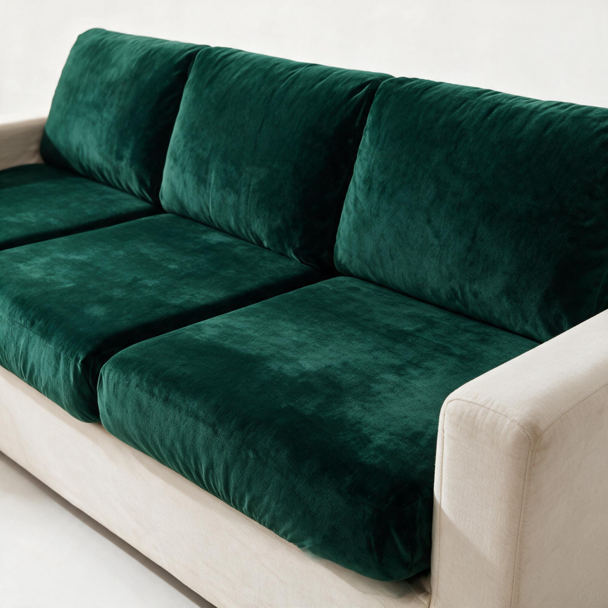 Sitzkissenbezug aus Samt fürs Sofa – Dunkelgrün – Ansicht 2
