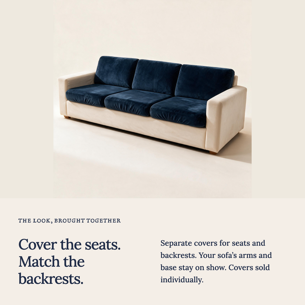 Sitzkissenbezug aus Samt fürs Sofa – Marineblau – Ansicht 3