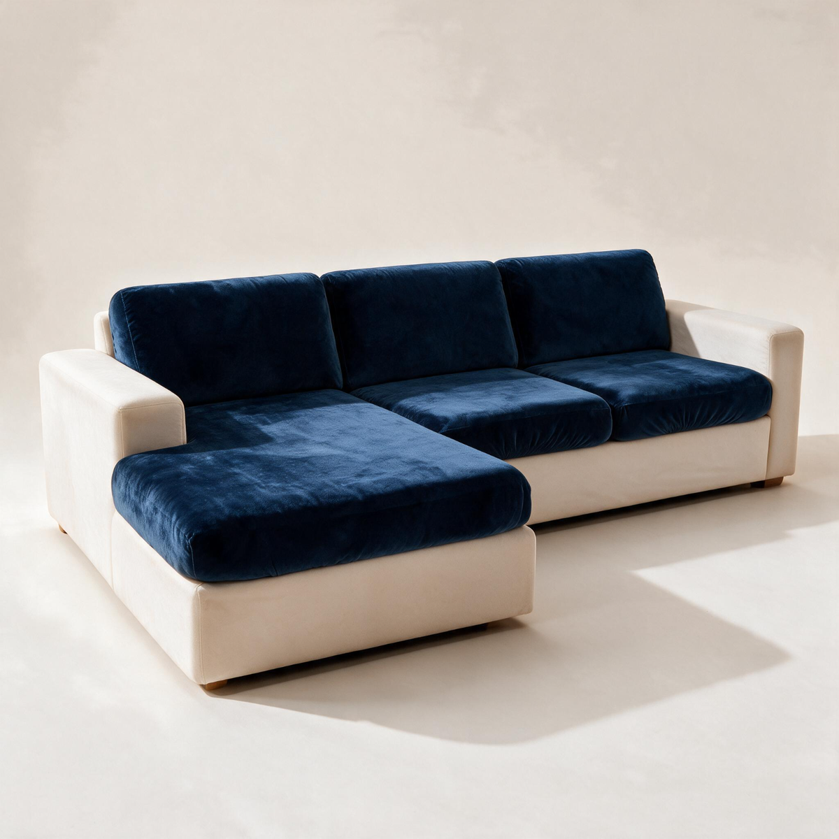Sitzkissenbezug aus Samt fürs Sofa – Marineblau – Ansicht 1