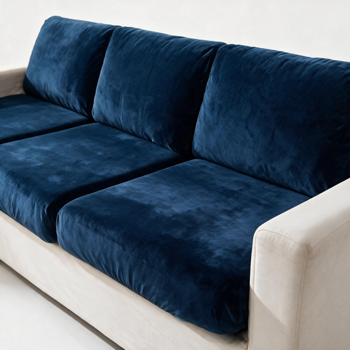 Sitzkissenbezug aus Samt fürs Sofa – Marineblau – Ansicht 2