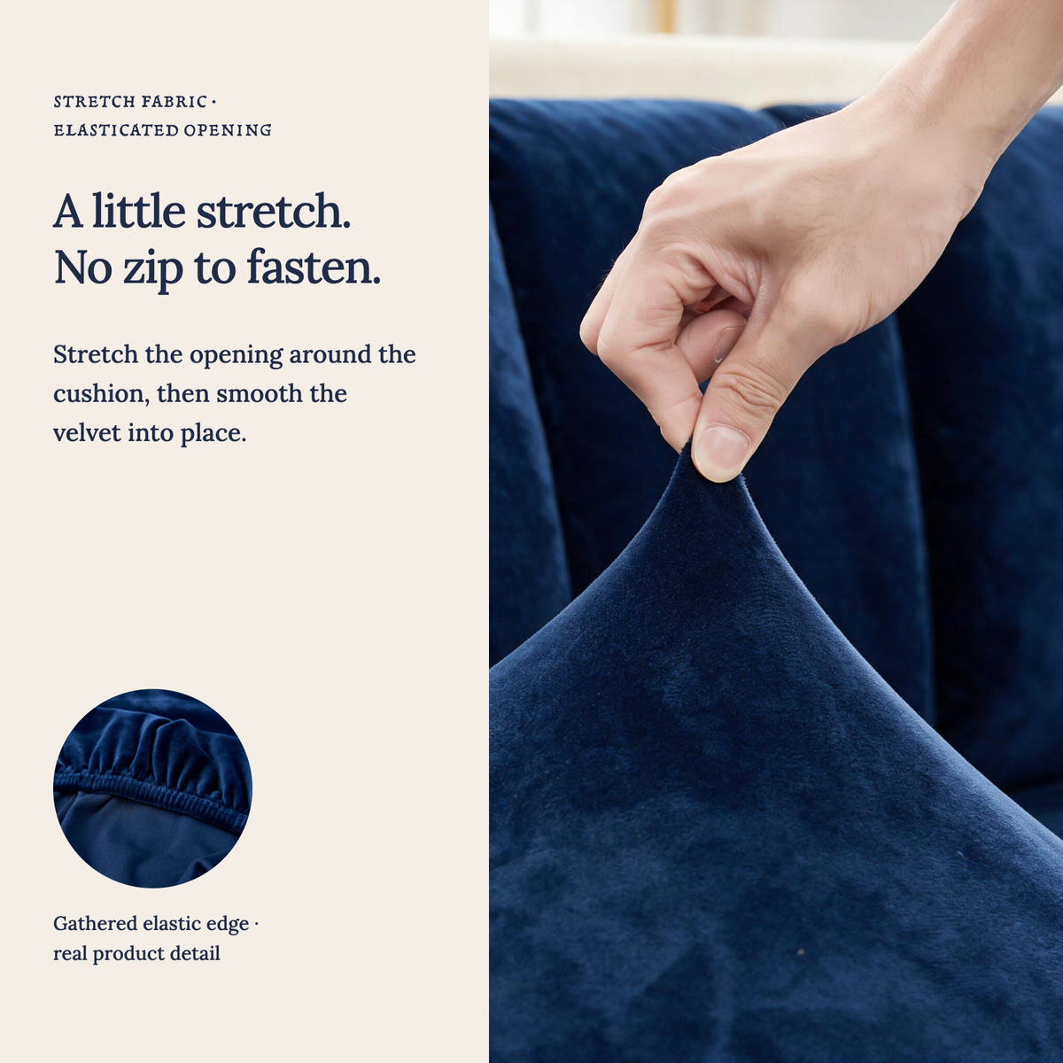 Sitzkissenbezug aus Samt fürs Sofa – Marineblau – Ansicht 8