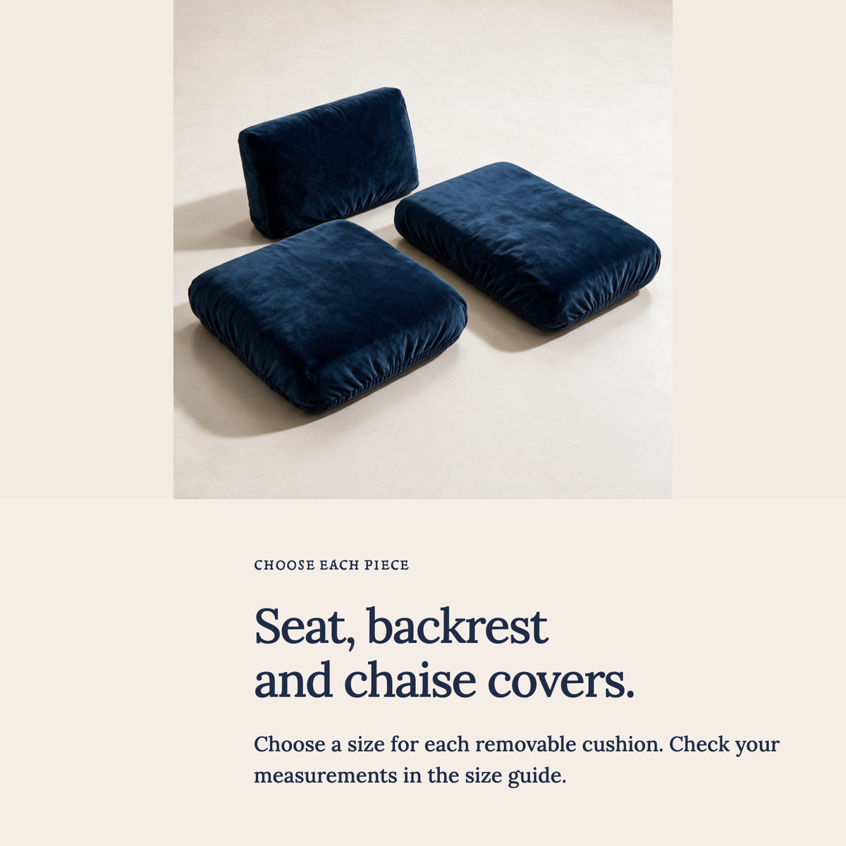 Sitzkissenbezug aus Samt fürs Sofa – Marineblau – Ansicht 5