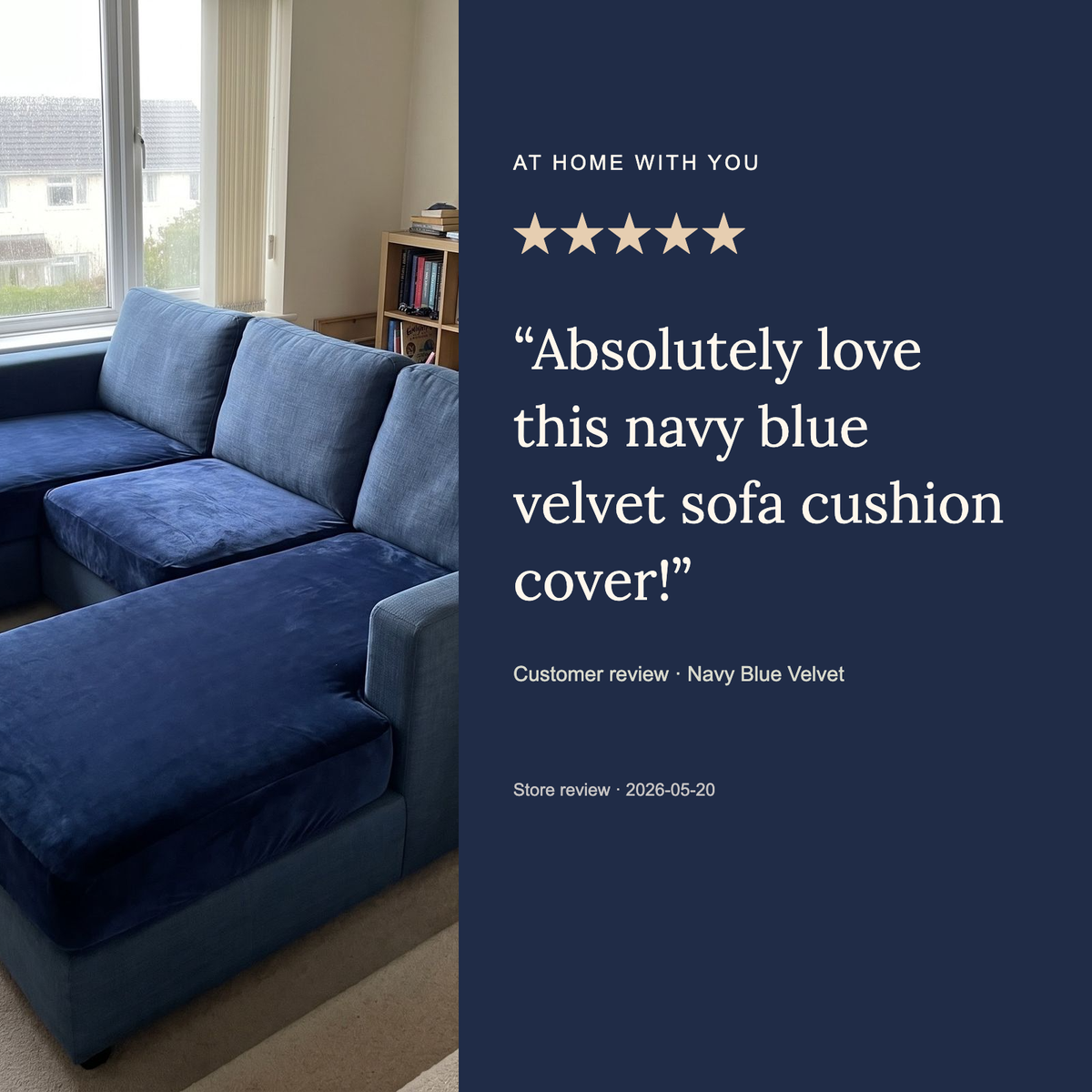 Sitzkissenbezug aus Samt fürs Sofa – Marineblau – Ansicht 10