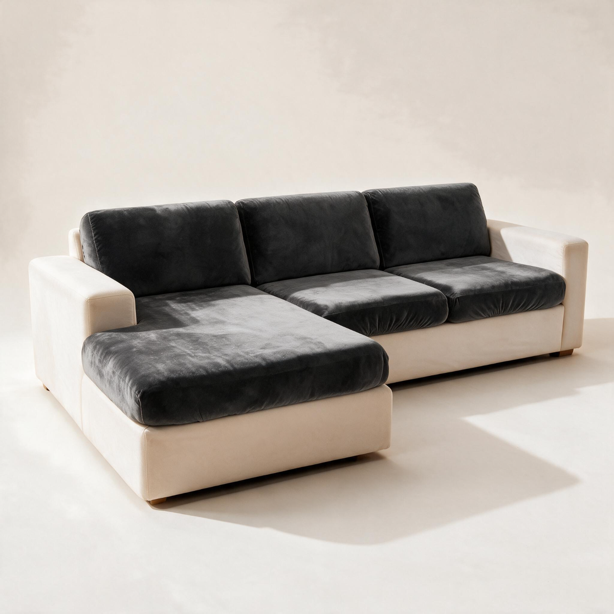 Sitzkissenbezug aus Samt fürs Sofa – Grau – Ansicht 1