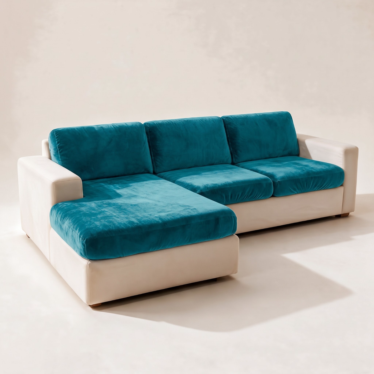 Sitzkissenbezug aus Samt fürs Sofa – Seeblau – Ansicht 1